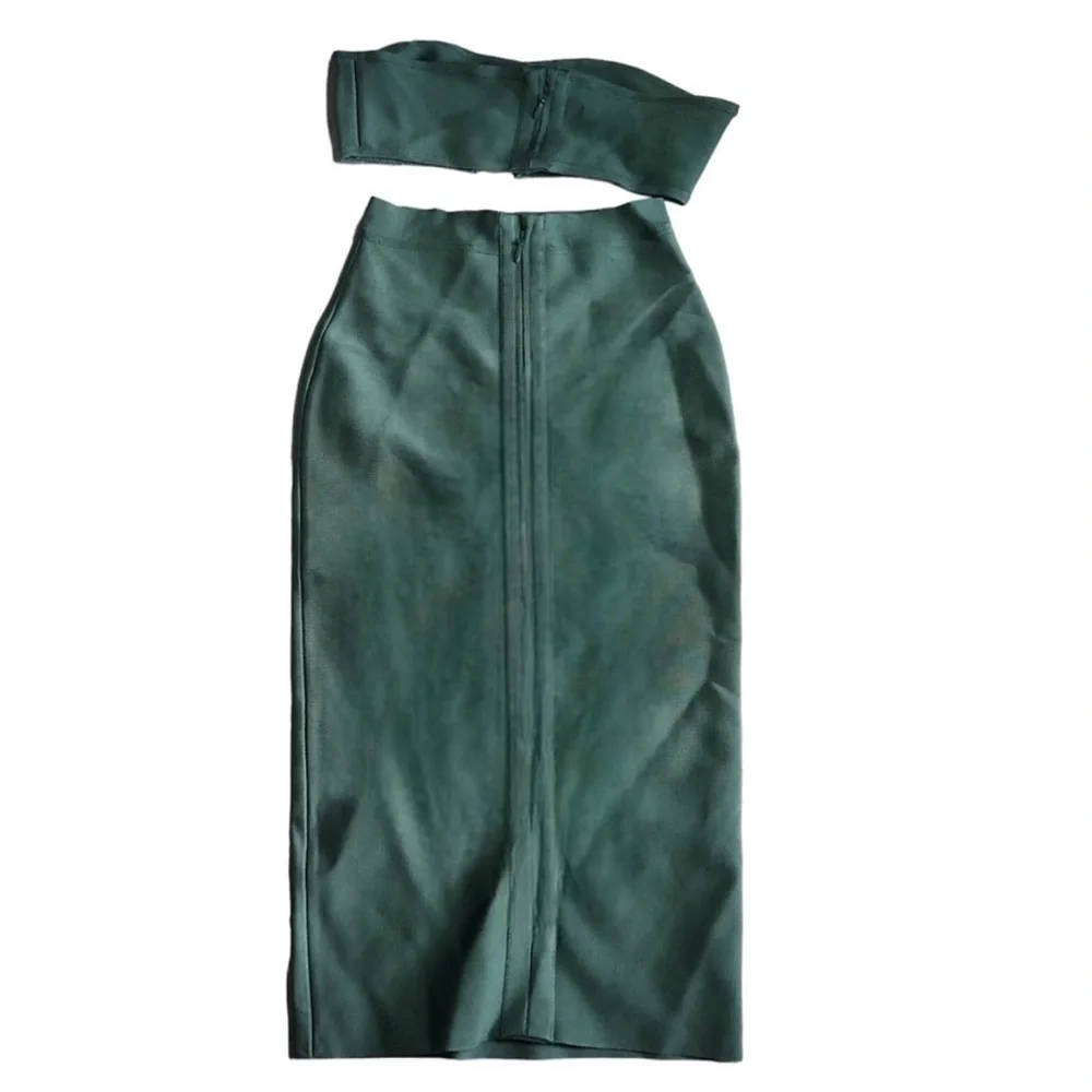 House of CB Aqua Suiza Bandage Pencil Skirt & Top Coordinating Set. Size XS